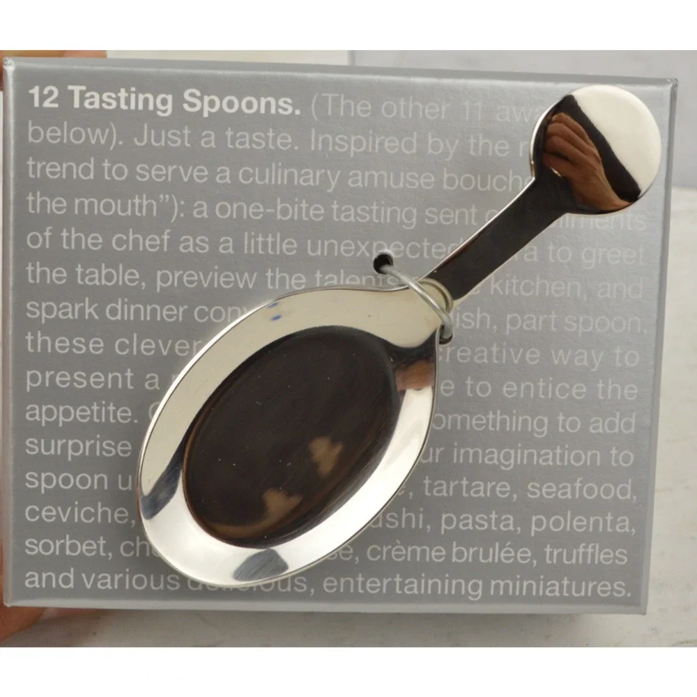 Crate & Barrel Appetizer Tasting Spoons One Bite Silver Tone Set of 12
